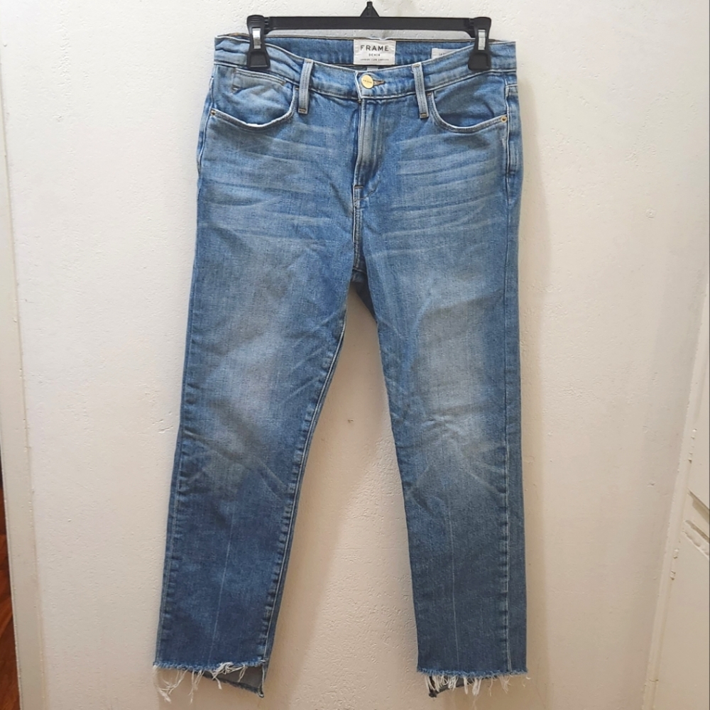 Frame | Le High Straight Chewed Hem in Withers